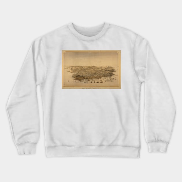 Vintage Pictorial Map of San Francisco (1868) Crewneck Sweatshirt by Bravuramedia